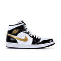 JORDAN 1 MID x PATENT BLACK WHITE GOLD