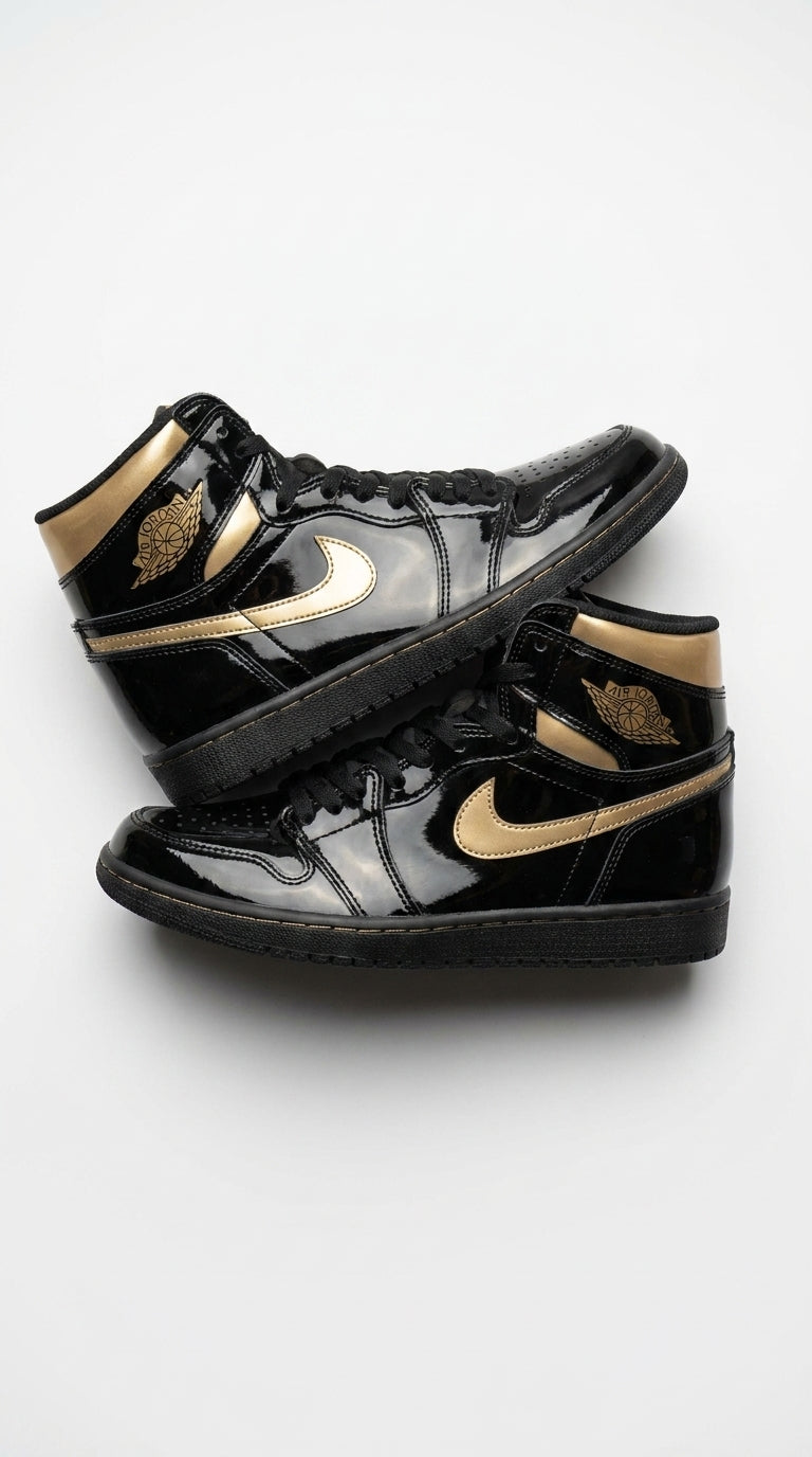 JORDAN 1 HIGH x BLACK METALLIC GOLD