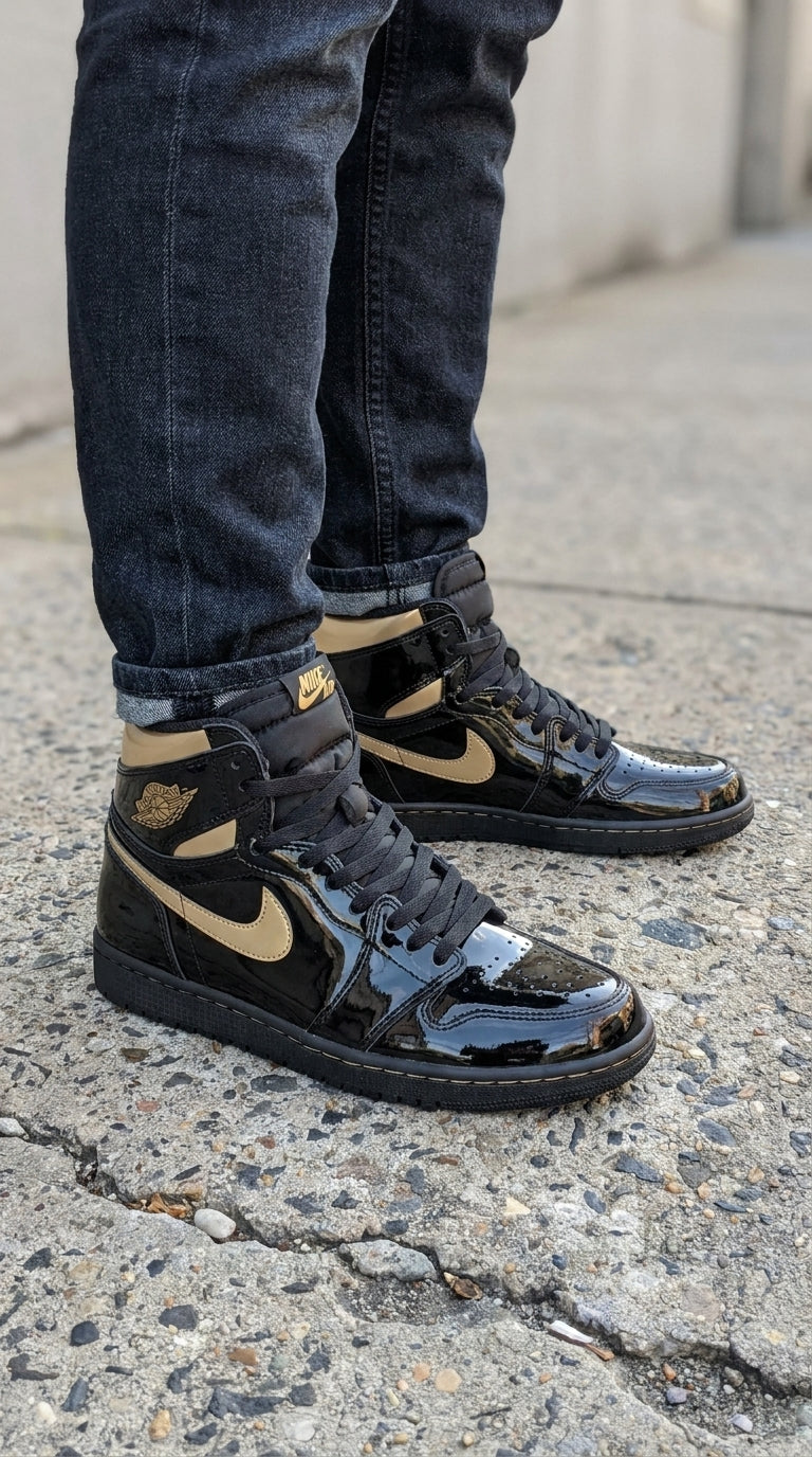 JORDAN 1 HIGH x BLACK METALLIC GOLD