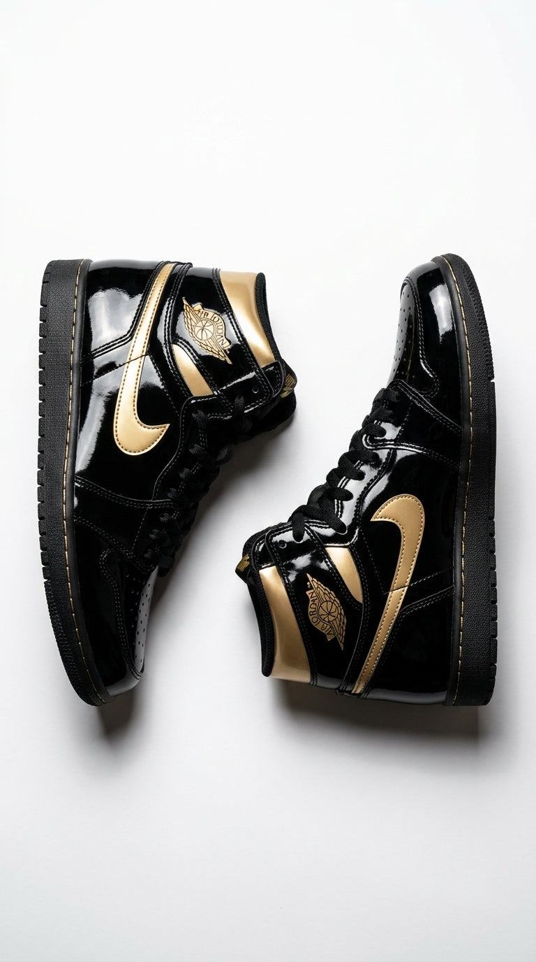 JORDAN 1 HIGH x BLACK METALLIC GOLD
