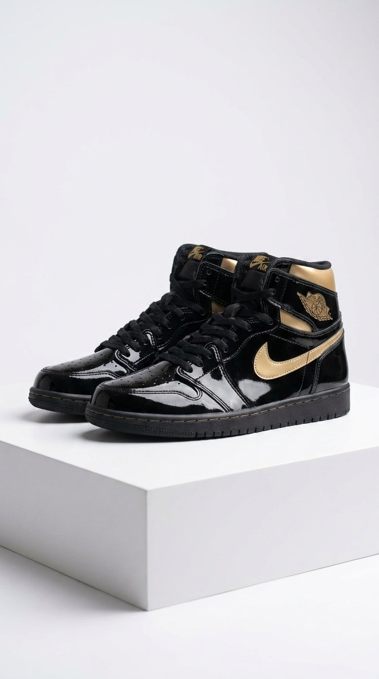 JORDAN 1 HIGH x BLACK METALLIC GOLD