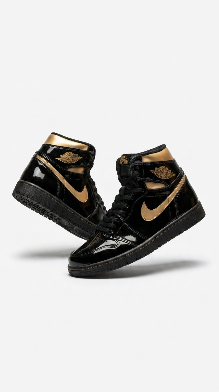 JORDAN 1 HIGH x BLACK METALLIC GOLD