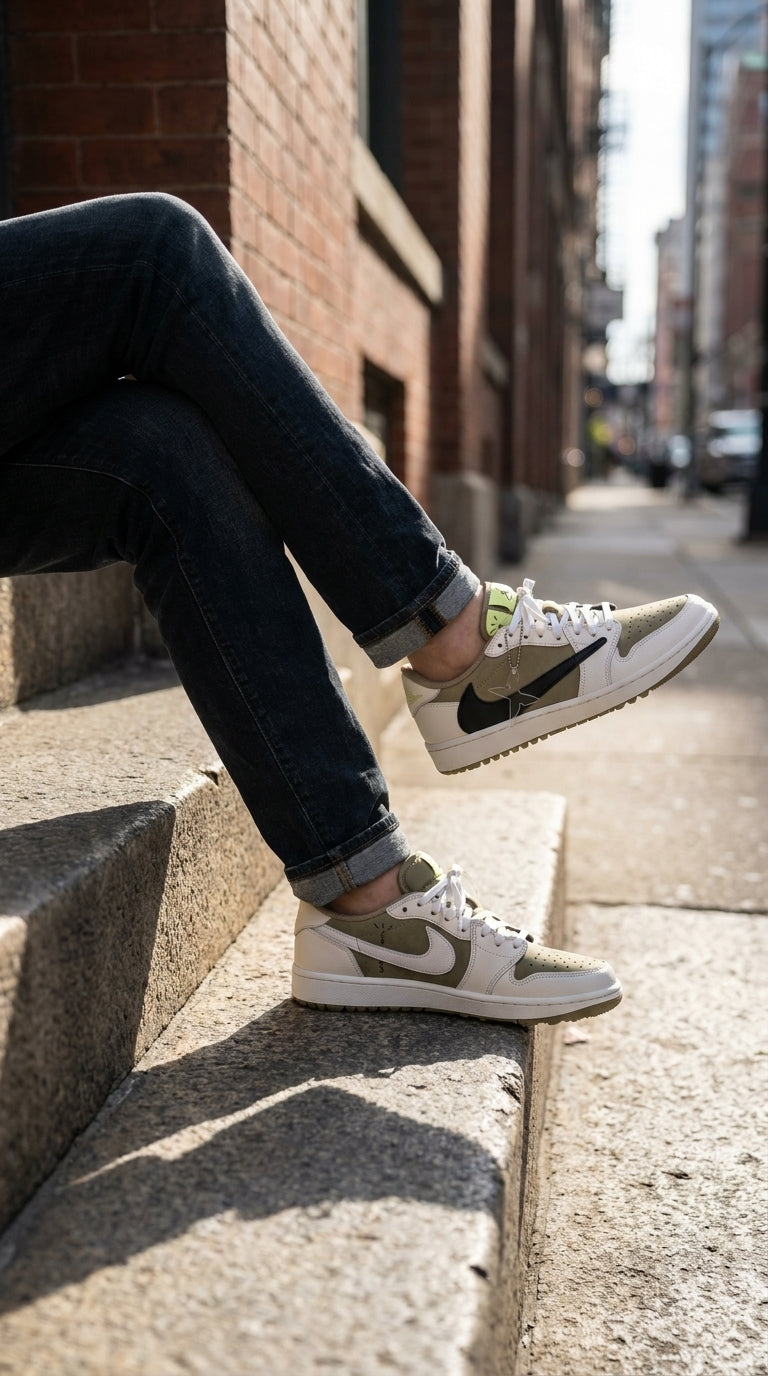 JORDAN 1 LOW GOLF x TRAVIS SCOTT NEUTRAL OLIVE