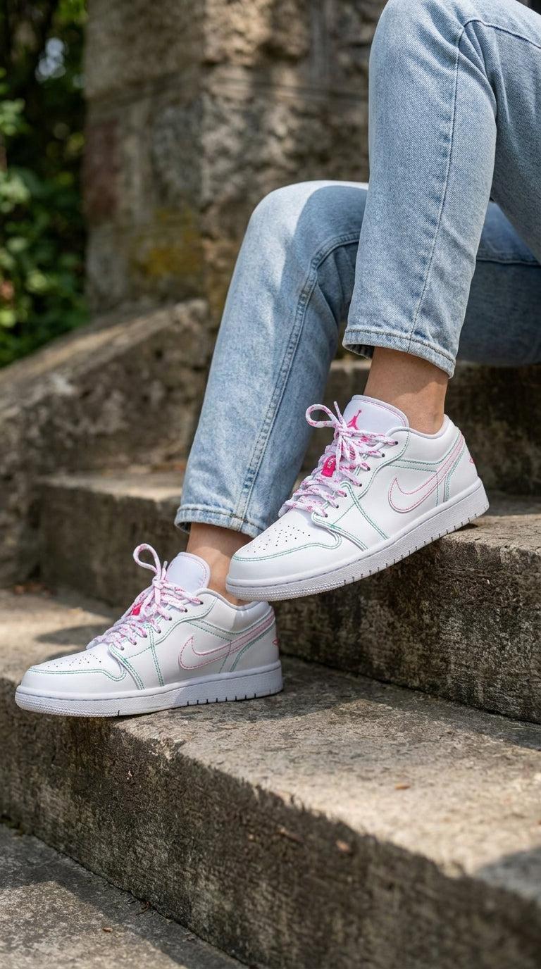 JORDAN 1 LOW x WHITE GREEN PINK