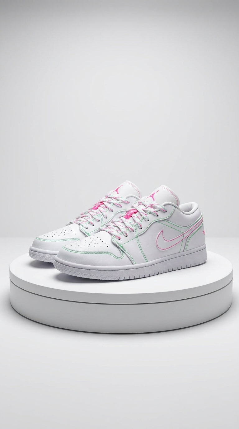 JORDAN 1 LOW x WHITE GREEN PINK