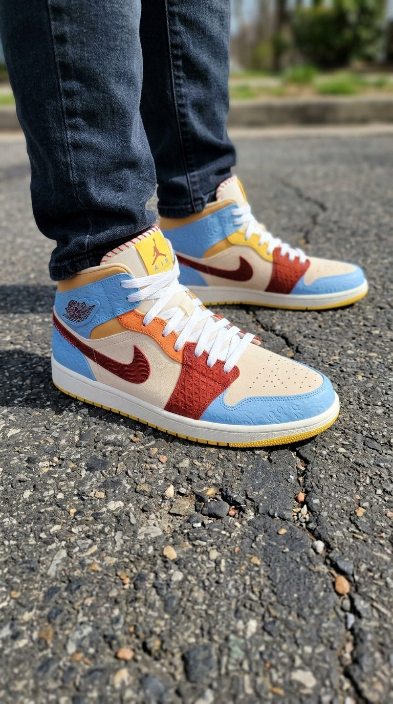 JORDAN 1 MID SE x FEARLESS MAISON CHATEAU ROUGE