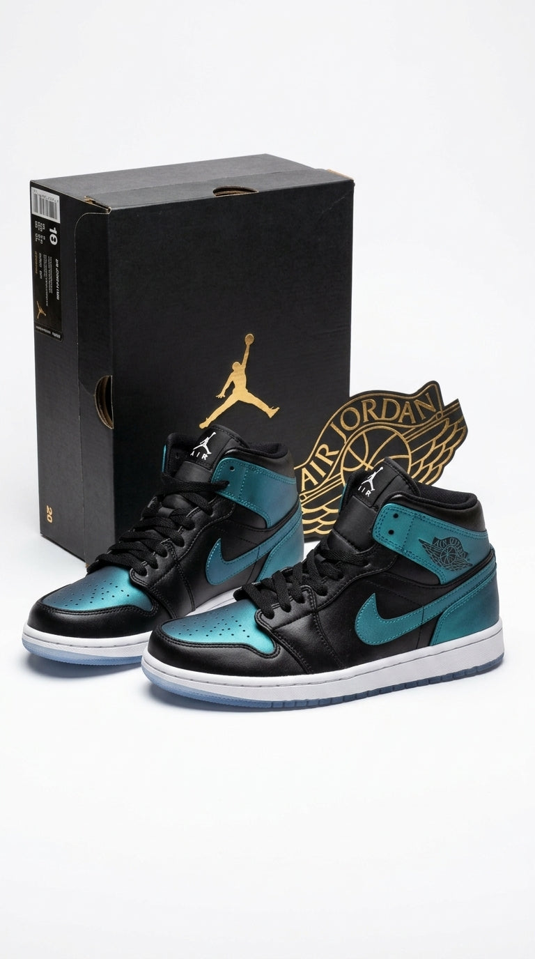 JORDAN 1 MID x IRIDESCENT BLACK