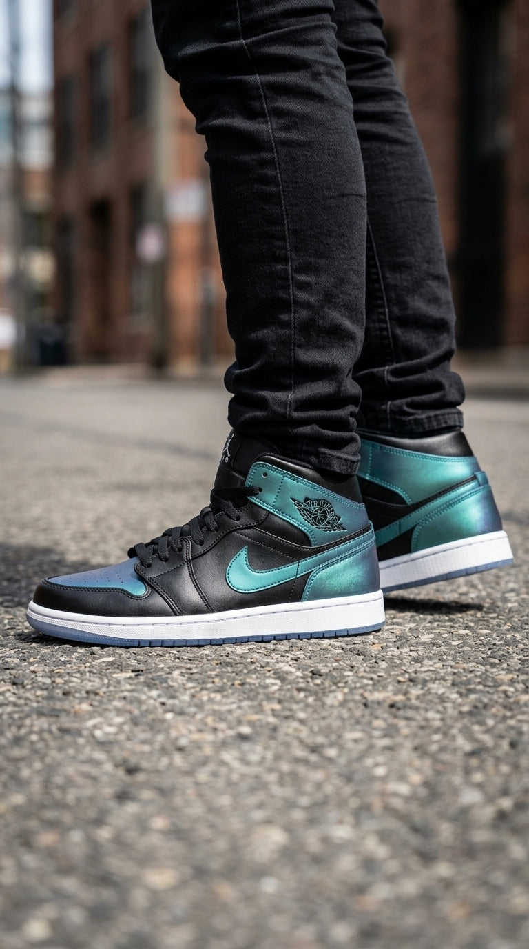 JORDAN 1 MID x IRIDESCENT BLACK