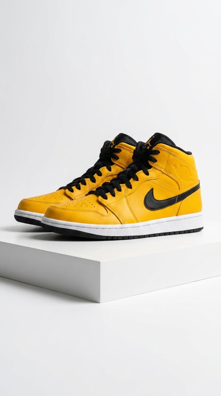 JORDAN 1 MID x UNIVERSITY GOLD BLACK