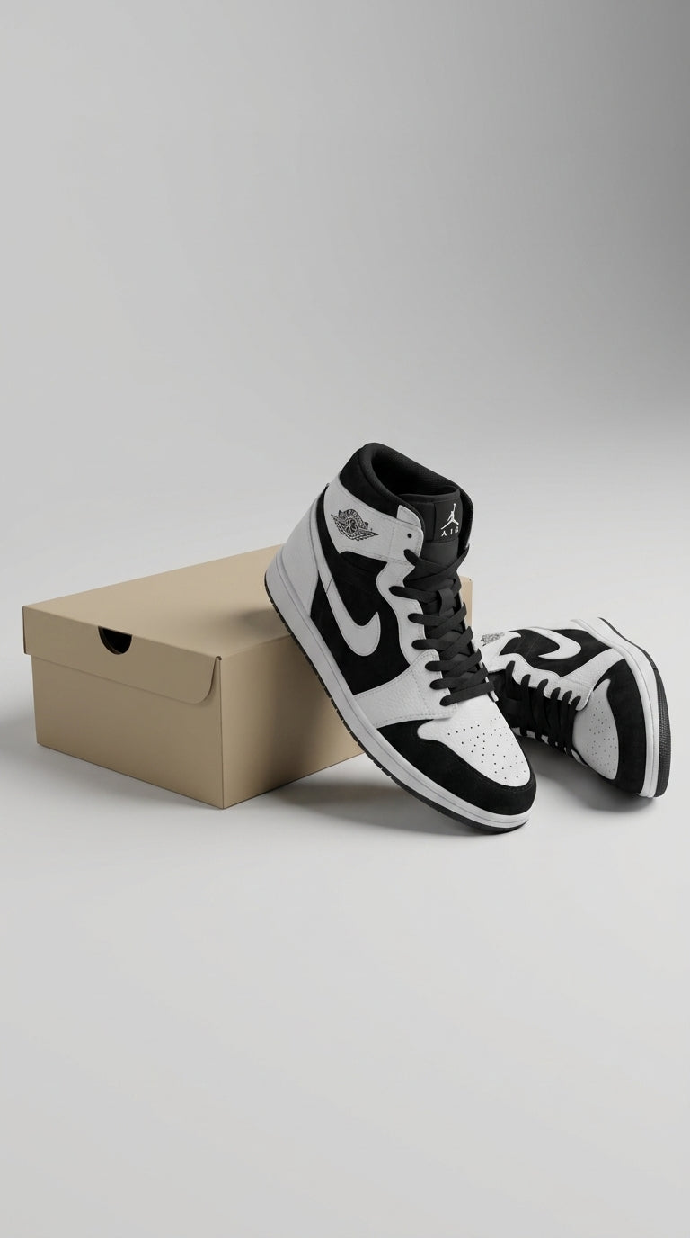 JORDAN 1 MID x WHITE BLACK