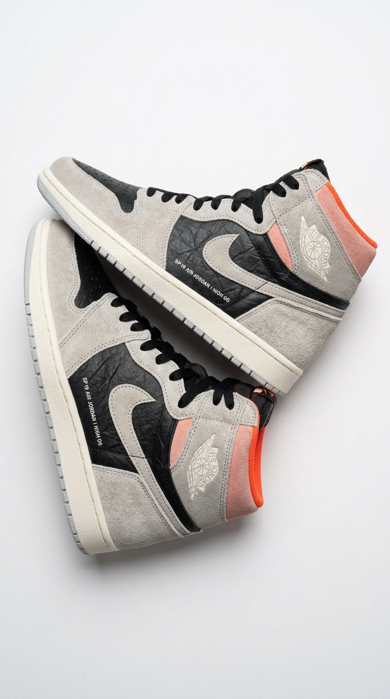 JORDAN 1 RETRO HIGH x NEUTRAL GREY HYPER CRIMSON
