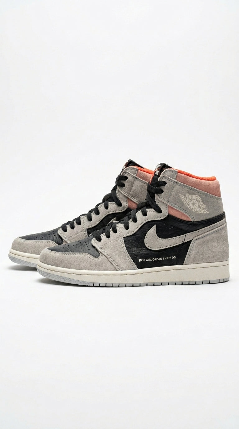 JORDAN 1 RETRO HIGH x NEUTRAL GREY HYPER CRIMSON