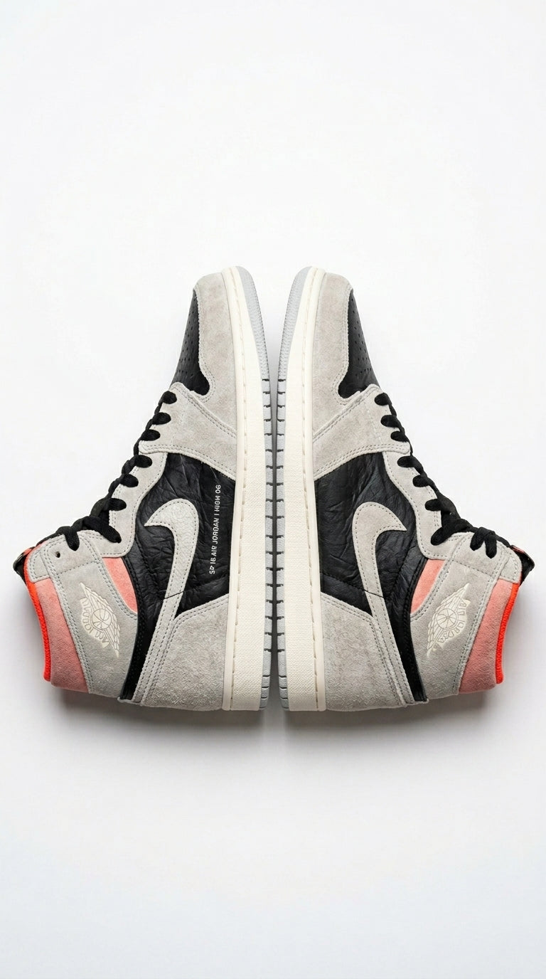 JORDAN 1 RETRO HIGH x NEUTRAL GREY HYPER CRIMSON