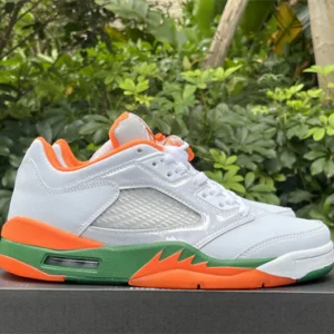 JORDAN 5 Low White/Orange/Green