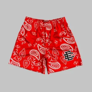 EE Shorts Cashew flowers Red