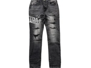 AMIRI VARSITY LOGO REPAIR JEANS