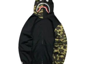 BAPE GREEN CAMO FULL ZIP HOODIE BLACK