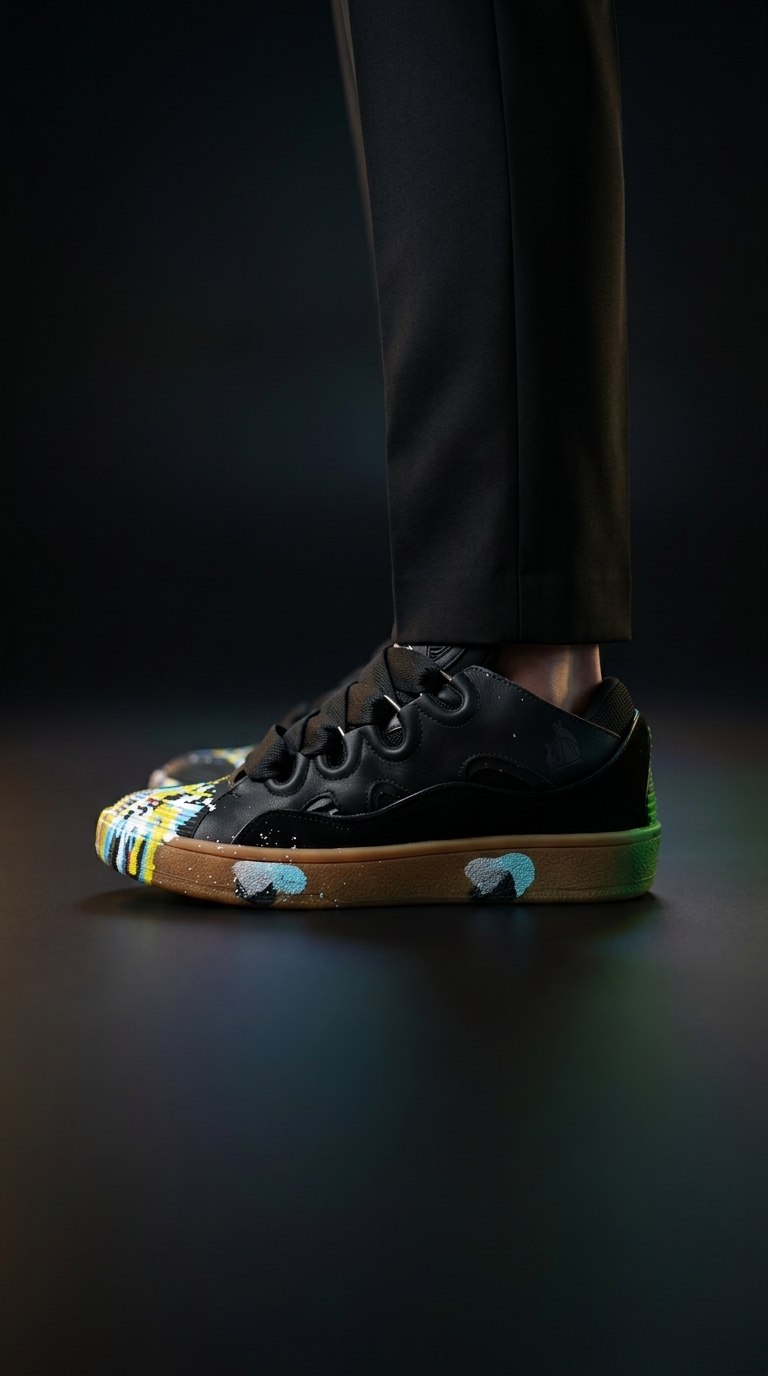 Black Multicolor Low Top Sneakers