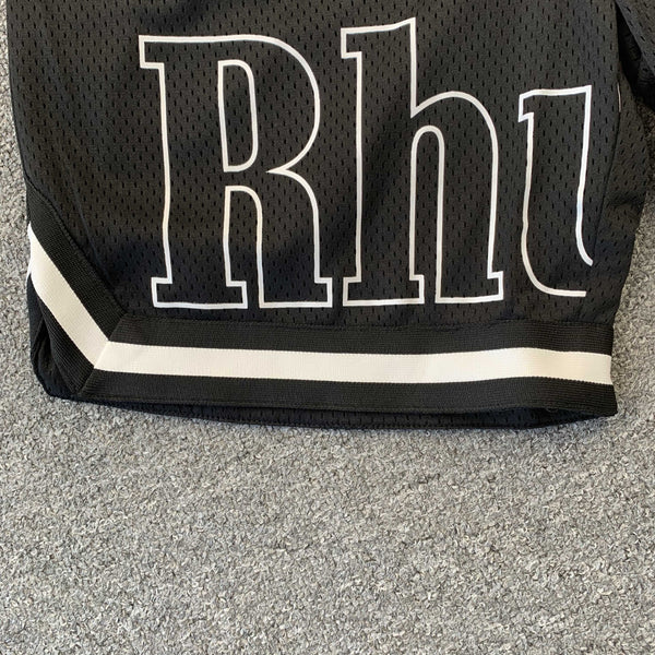 RHUDE COURT LOGO SHORTS BLACK/WHITE