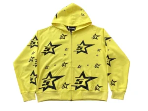 SP5DER DOUBLE LAYER 5 STAR ZIP HOODIE YELLOW