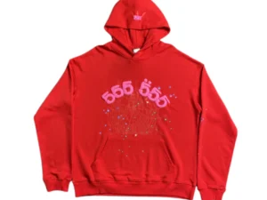 SP5DER WORLDWIDE RED ANGEL NUMBER 555 HOODIE RED