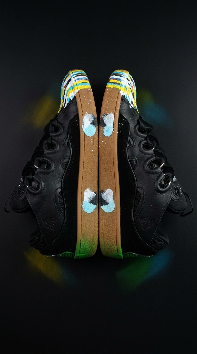 Black Multicolor Low Top Sneakers