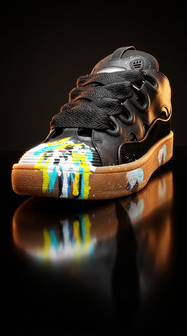 Black Multicolor Low Top Sneakers