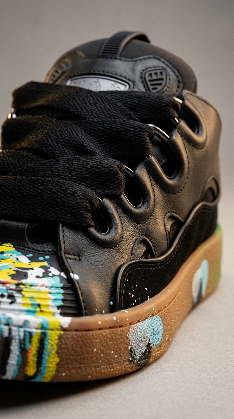 Black Multicolor Low Top Sneakers