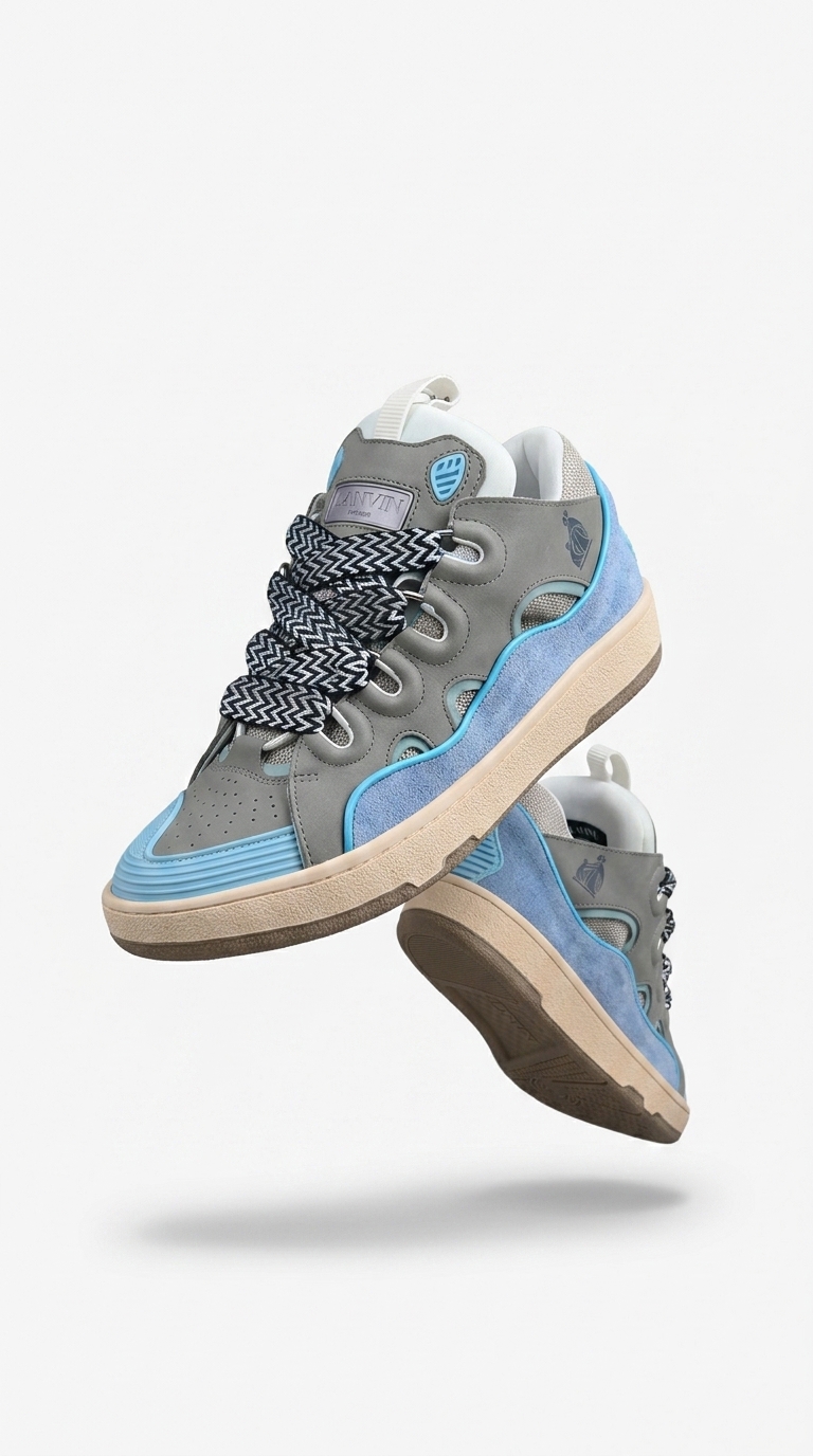 Lanvin Grey and Blue Sneakers