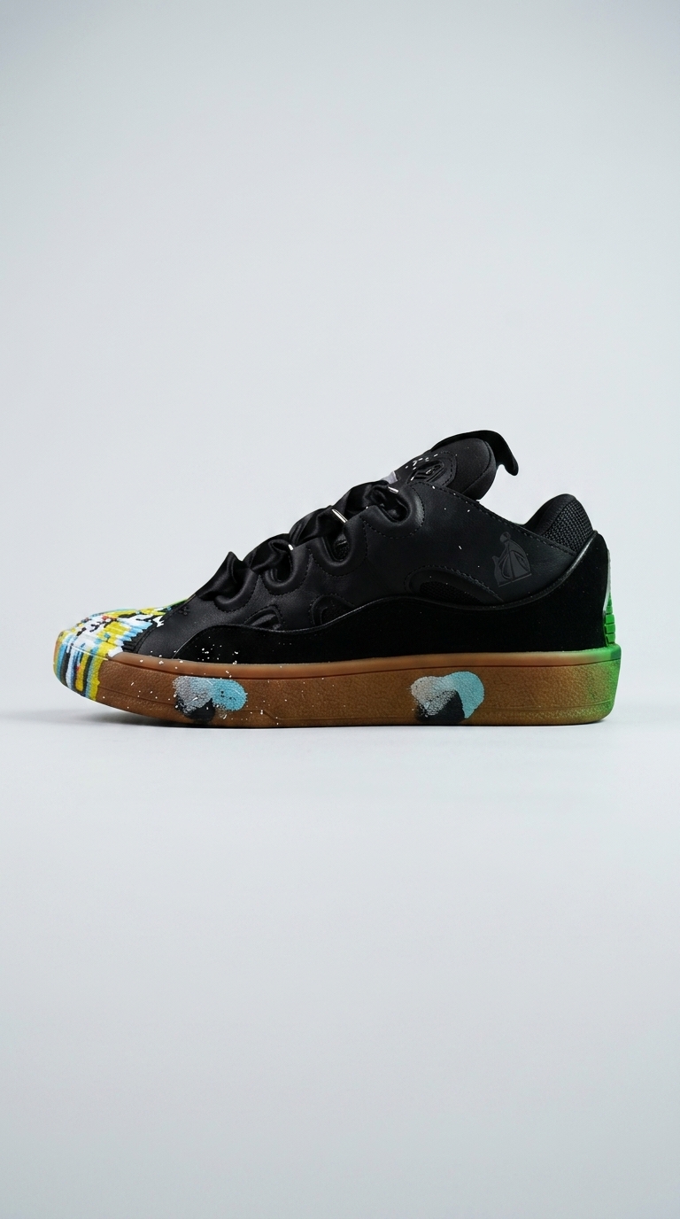 Black Multicolor Low Top Sneakers
