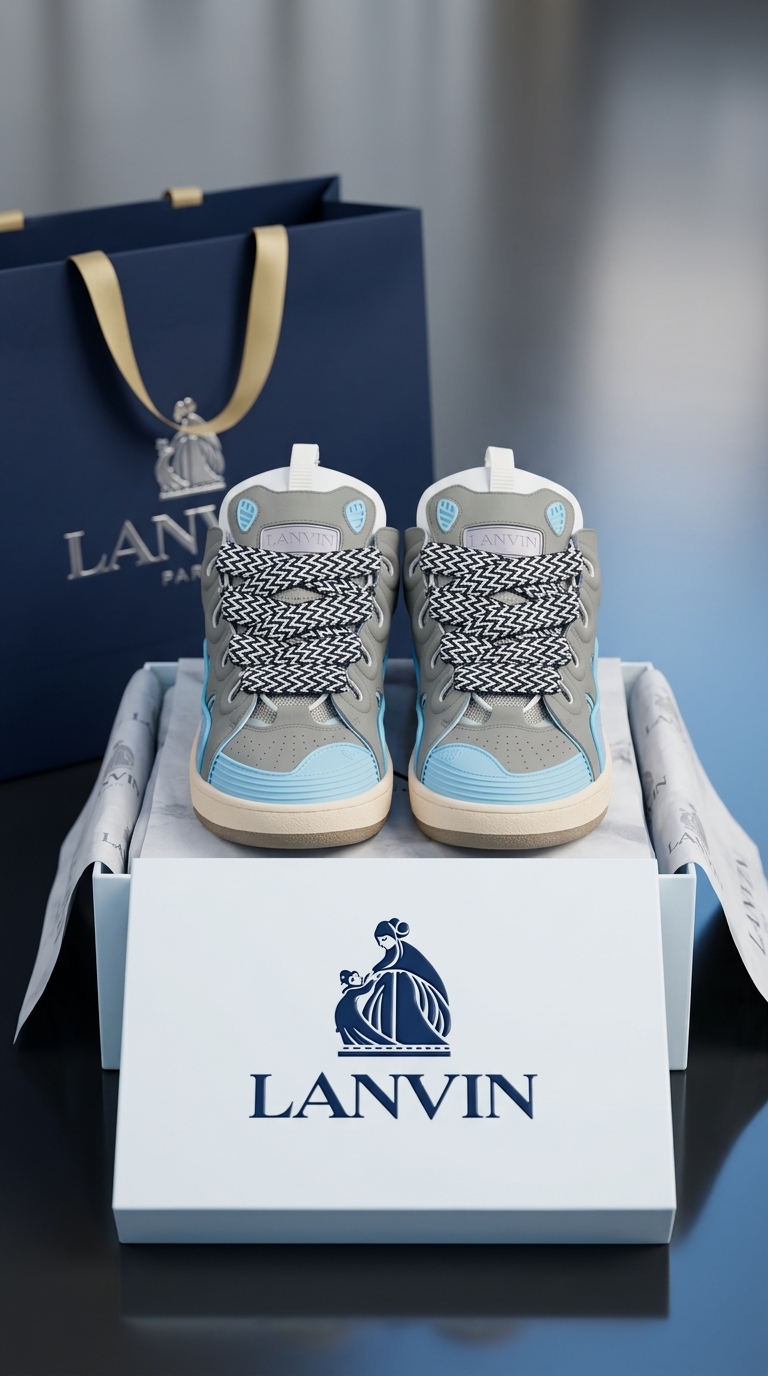 Lanvin Grey and Blue Sneakers