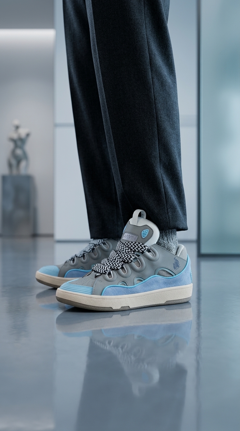 Lanvin Grey and Blue Sneakers
