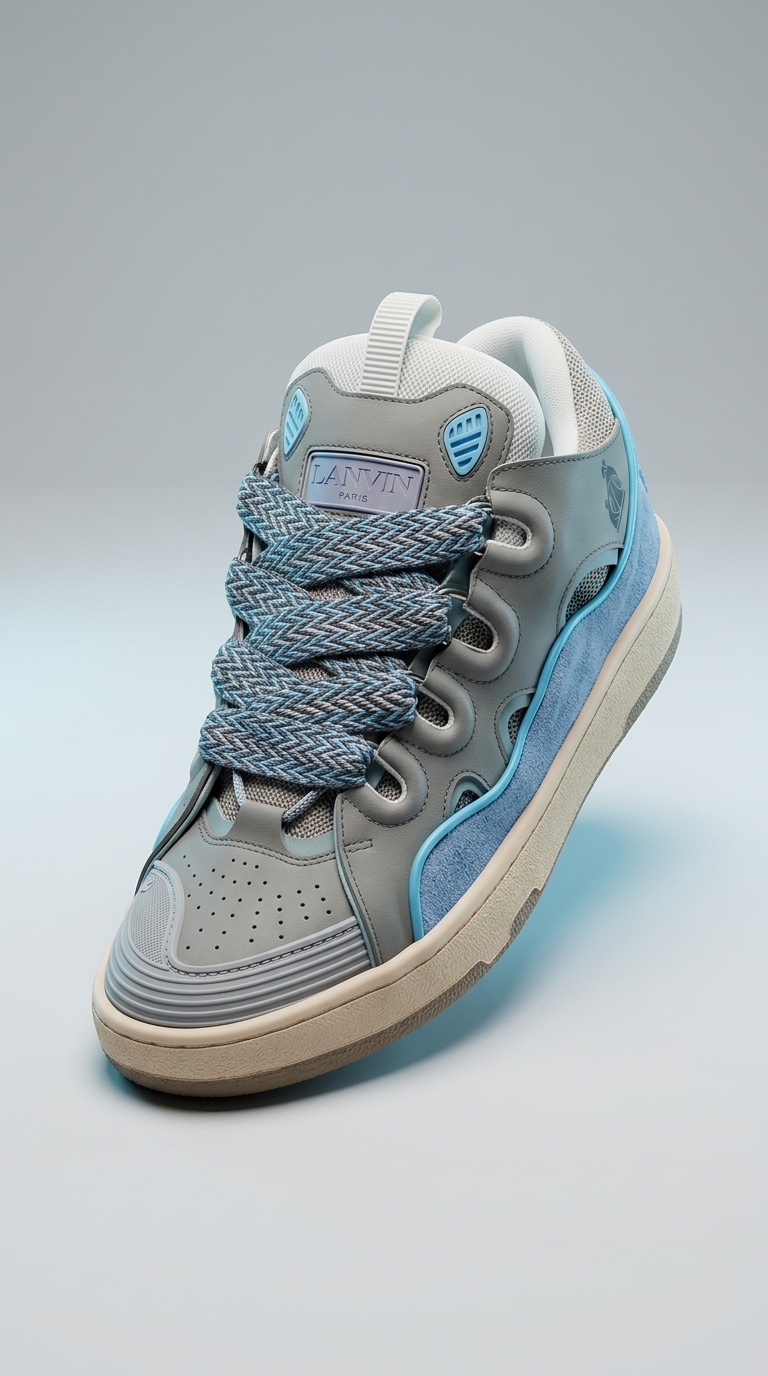 Lanvin Grey and Blue Sneakers