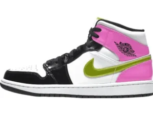 JORDAN 1 MID x WHITE BLACK CYBER PINK